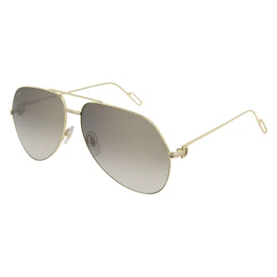 Cartier Premiere De  Grey Gold Flash Pilot Unisex Sunglasses Ct0110s 005 62 In Black