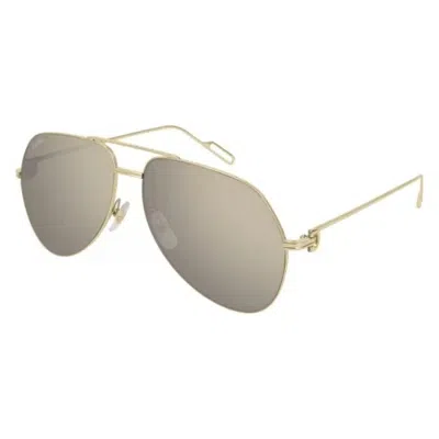 Cartier Premiere De  Grey Pilot Unisex Sunglasses Ct0110s 003 60 In Gray