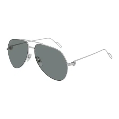 Cartier Premiere De  Grey Pilot Unisex Sunglasses Ct0110s 017 58 In Gray