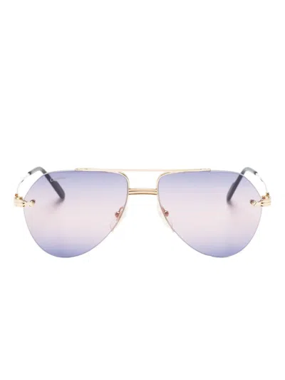 Cartier Première De  Pilot-frame Sunglasses In Gold