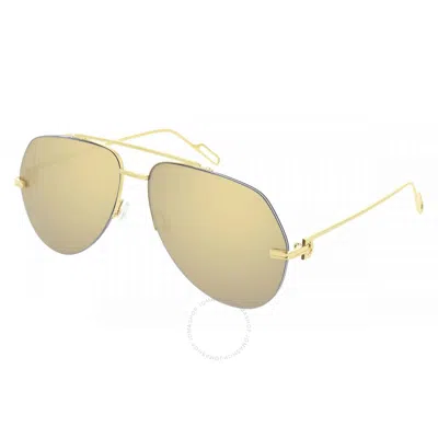 Cartier Premiere De  Precious Gold Mirror Pilot Unisex Sunglasses Ct0170s 003 62 In Yellow