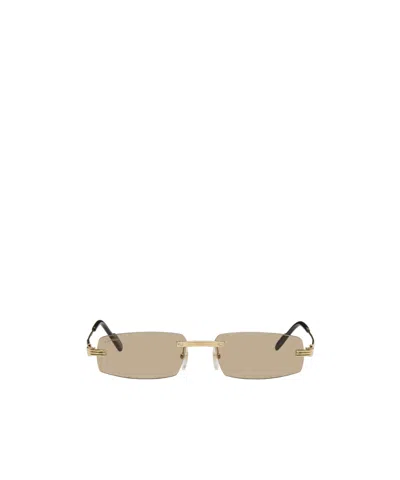 Cartier Premiere De  Rectangular Frameless Sunglasses In Gold