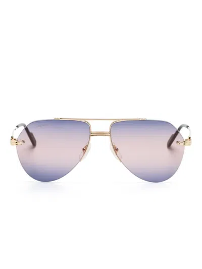 Cartier Première Pilot-frame Sunglasses In Gold