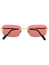 Cartier Rimless Square-frame Sunglasses In Gold