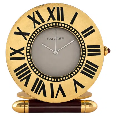 Pre-owned Cartier Quartz Burgundy Folding Alarm Desk Clock Pendulette Free Us Import Fees In Red
