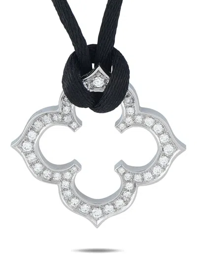 Pre-owned Cartier Quatrefoil Diamond Necklace In Silver