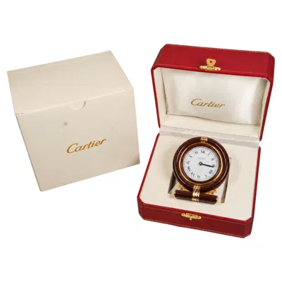 Pre-owned Cartier Rare  Circular Quartz Movement Desk Clock **free Ship & Import Fees Usa** In Beige