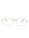 Cartier Ribbed Rectangle-frame Glasses In Gold