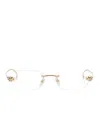 Cartier Rectangle-frame Rimless Glasses In Gold