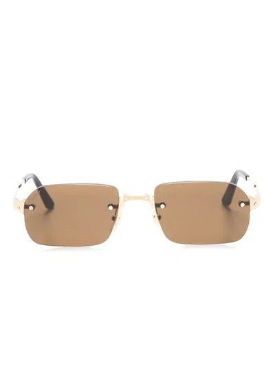 Cartier Rectangle-frame Rimless Sunglasses In 金色