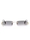 Cartier Rectangle-frame Rimless Sunglasses In Gold