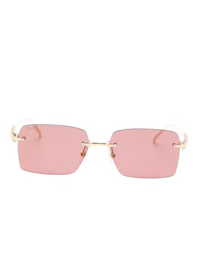 Cartier Rectangle-frame Sunglasses In Pink
