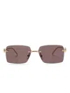 Cartier Rectangle-frame Sunglasses In Gold