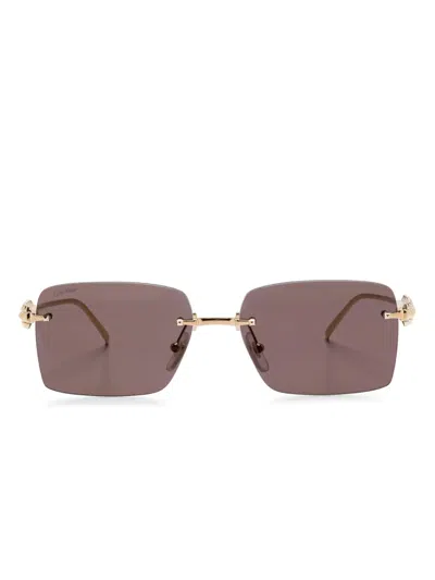 Cartier Rectangle-frame Sunglasses In Pink