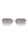 Cartier Rectangle-frame Sunglasses In Gold