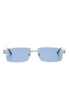 Cartier Rectangle-frame Sunglasses In Gold