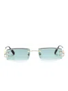 Cartier Rectangle-frame Sunglasses In Gold