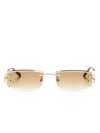 Cartier Rectangle-frame Sunglasses In Gold