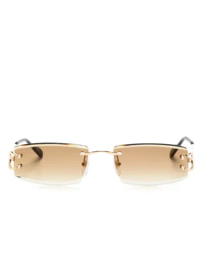 Cartier Rectangle-frame Sunglasses In Gold