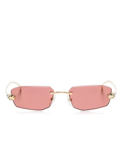 Cartier Rectangle-frame Sunglasses In Gold