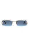 Cartier Rectangle-frame Sunglasses In Gold