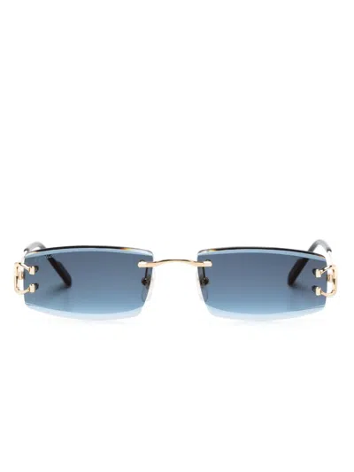 Cartier Rectangle-frame Sunglasses In Gold