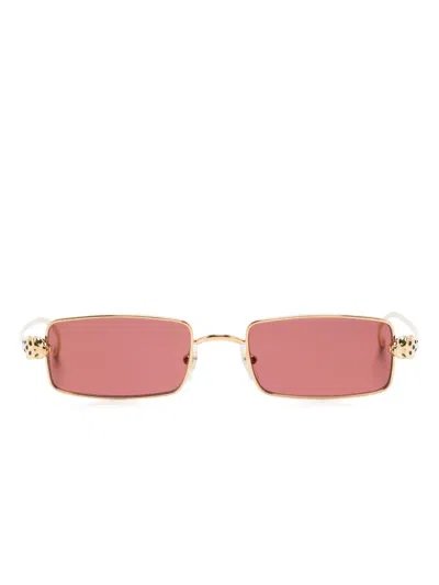 Cartier Rectangle-frame Sunglasses In Gold