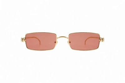 Cartier Rectangle Frame Sunglasses In Gold