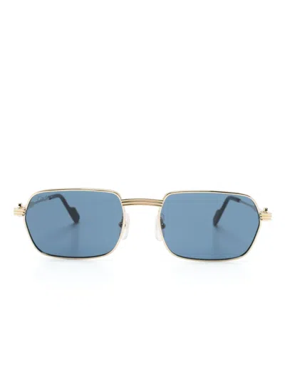 Cartier Polished Rectangle-frame Sunglasses In Gold