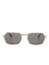 Cartier Polished Rectangle-frame Sunglasses In Gold