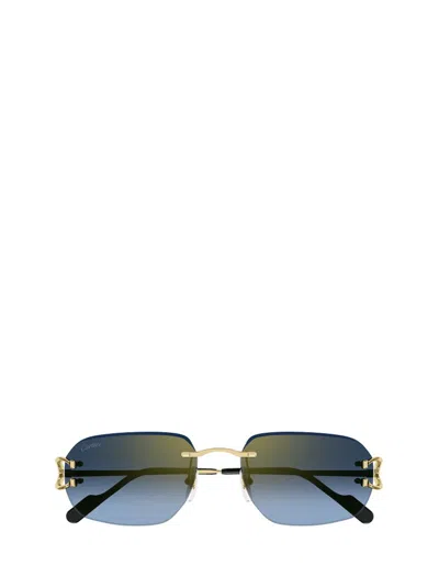 Cartier Rectangle Frame Sunglasses In Blue