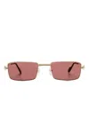 Cartier Sonnenbrille Mit Eckigem Gestell In Gold