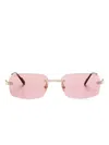 Cartier Rectangle-frame Sunglasses In Pink