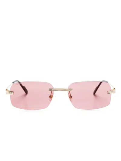 Cartier Rectangle-frame Sunglasses In Pink