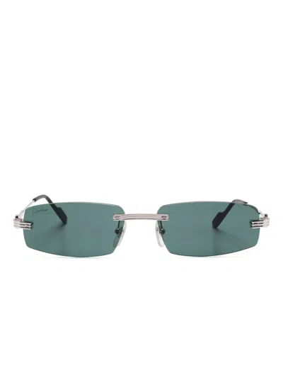 Cartier Rectangle-frame Sunglasses In Silver