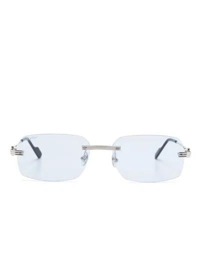 Cartier Rectangle-frame Sunglasses In Silver