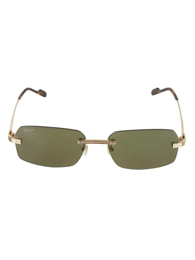 Cartier Rectangle Rim-less Sunglasses In Gold
