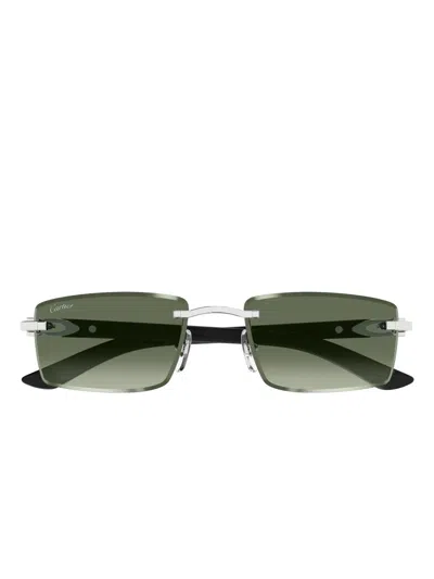Cartier Rectangle Rimless Ct0582s Sunglasses In Green