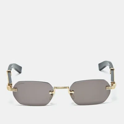Pre-owned Cartier Rectangle Sunglasses In Black
