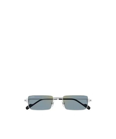 Cartier Rectangular Frame Sunglasses In Blue