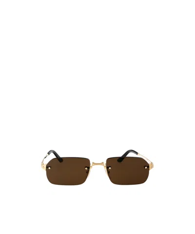 Cartier Rectangular Frame Sunglasses In Brown