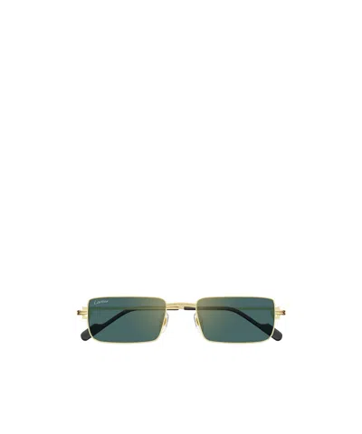 Cartier Rectangular Frame Sunglasses In Green