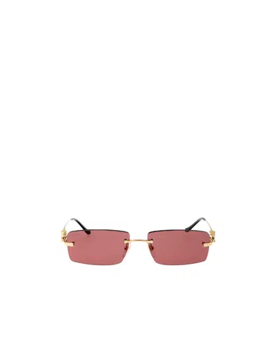 Cartier Rectangular Frame Sunglasses In Burgundy