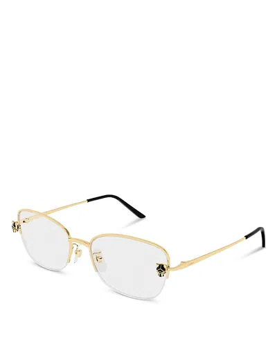 Cartier Rectangular Optical Frames, 55mm In Gold