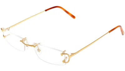 Pre-owned Cartier Rectangular Rimless 53mm Gold Unisex Eyeglasses Ct0092o 001 In Clear