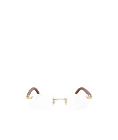 Cartier Rectangular Rimless Glasses In White
