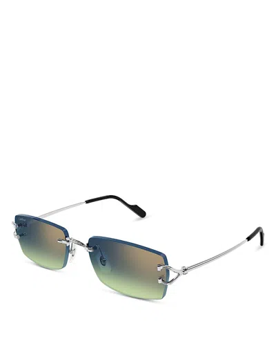 Cartier Rectangular Rimless Sunglasses, 56mm In Green