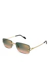 Cartier Rectangular Rimless Sunglasses, 56mm In Green