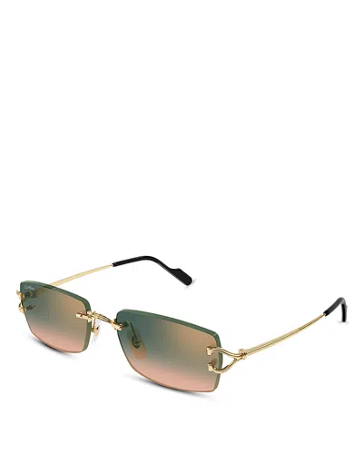 Cartier Rectangular Rimless Sunglasses, 56mm In Green