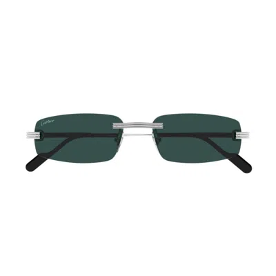 Cartier Rectangular Rimless Sunglasses In Multi